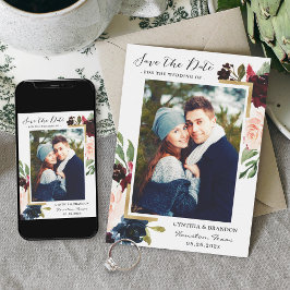 Modernes Frame Burgundy Blush Foto Save The Date