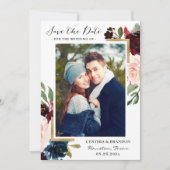 Modernes Frame Burgundy Blush Foto Save The Date (Vorderseite)