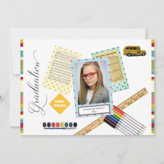 Modernes Frame Foto Elementarischer Abschluss Einladung (Vorderseite)