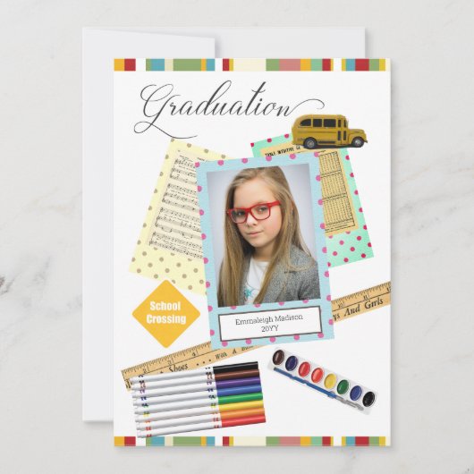 Modernes Frame Foto Kinder Abschluss Einladung (Vorderseite)