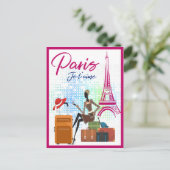 Modernes Frankreich Paris je t'aime Eiffel Tower T Postkarte (Stehend Vorderseite)