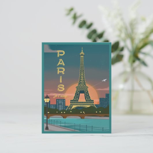Modernes Frankreich Paris je t'aime Eiffel Tower T Postkarte (Stehend Vorderseite)