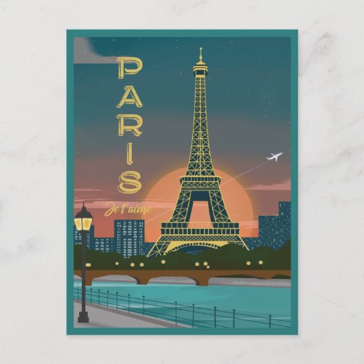 Modernes Frankreich Paris je t'aime Eiffel Tower T Postkarte (Vorderseite)