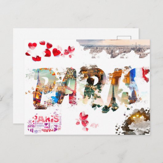 Modernes Frankreich Paris je t'aime Eiffel Tower T Postkarte (Vorne/Hinten)
