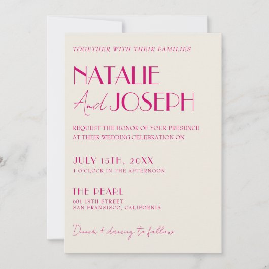 Modernes französisches Retro auf einer Hochzeit Einladung (Vorderseite)