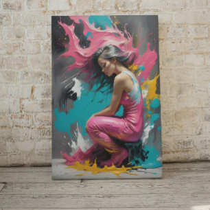 Modernes Frauenportrait in Splash Farben Leinwanddruck