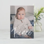 Modernes Friedensskript Navy 3 Foto Feiertagskarte (Stehend Vorderseite)