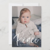 Modernes Friedensskript-Navy-Foto Feiertagskarte (Vorderseite)