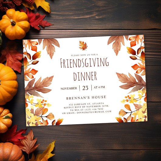 Modernes Friendsgiving Dinner Erntedank Party Einladung