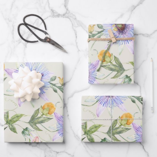 Modernes, frisches Lilac Floral Muster Geschenkpapier Set (Vorderseite)