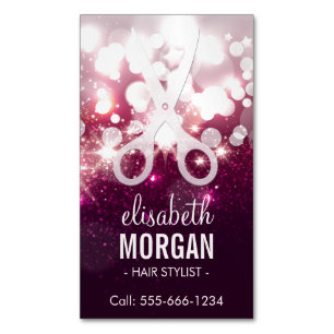 Modernes Friseur - Rosa Glitzer Sparkle Magnetische Visitenkarte