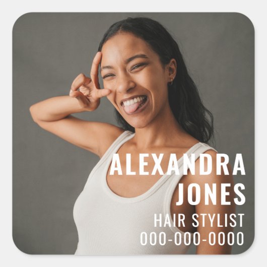Modernes Friseursalon Quadratischer Aufkleber (Vorderseite)
