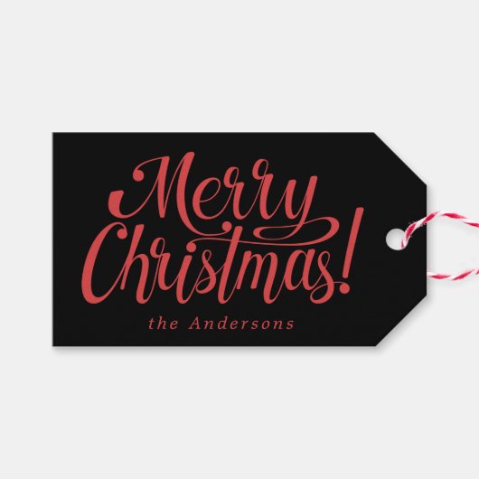 Modernes Frohe Weihnachten Geschenkanhänger (Vorderseite (Horizontal))