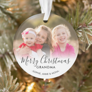 Modernes frohe Weihnachts-Oma Großeltern-Foto Ornament