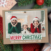 Modernes frohe Weihnachtsfamilie Foto Kraft Postkarte