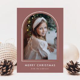 Modernes frohes Weihnachts Dusty Rose Arch Foto Folien Feiertagskarte