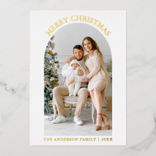Modernes frohes Weihnachts-Foto Arch Gold Folien Feiertagskarte