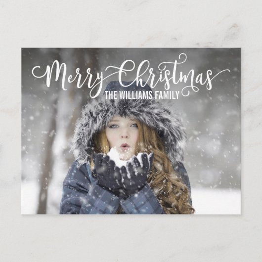 Modernes frohes Weihnachtsfest Foto Postkarte (Vorderseite)