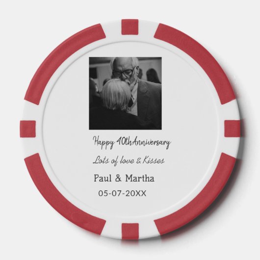 Modernes fröhliches 40-jähriges Jubiläum mit Namen Pokerchips (Vorderseite)