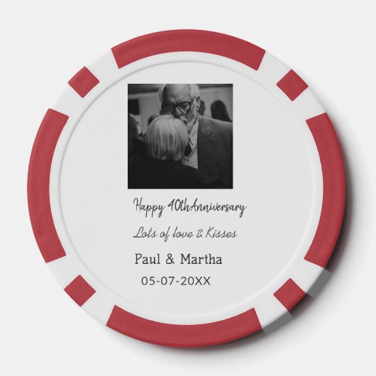 Modernes fröhliches 40-jähriges Jubiläum mit Namen Pokerchips (Rückseite)