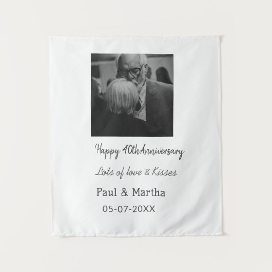 Modernes fröhliches 40-jähriges Jubiläum mit Namen Wandteppich (Vorderseite)