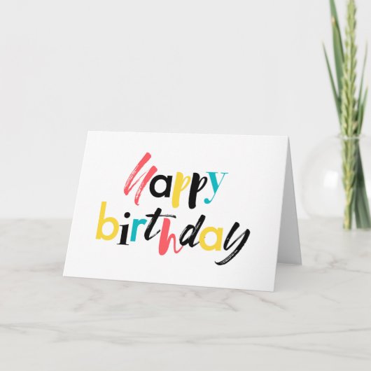 Modernes, fröhliches Design von "Happy Birthday" Karte (Vorderseite)