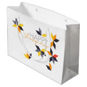 Modernes, fröhliches Design von Happy Thanksgiving Große Geschenktüte (Rückseite Schrägansicht)