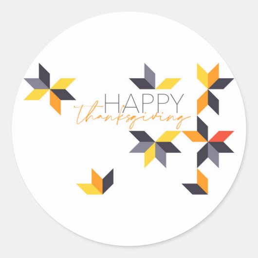 Modernes, fröhliches Design von Happy Thanksgiving Runder Aufkleber (Vorderseite)