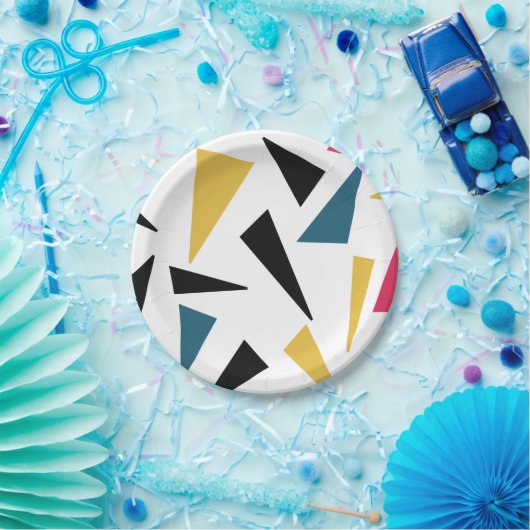 Modernes, fröhliches, lustiges, lebendiges geometr pappteller (Party)