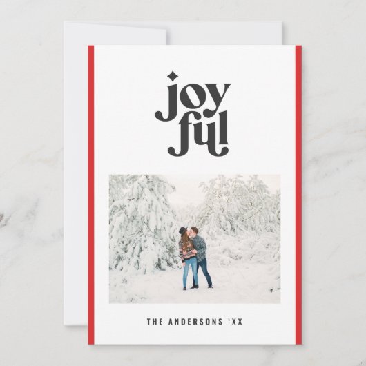 Modernes, fröhliches Rotes Foto Weihnachten (Vorderseite)