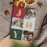 Modernes, fröhliches Trio-Foto Collage Rot Grün Feiertagskarte<br><div class="desc">Modern Joyful Trio Foto Collage Red Green Holiday Card</div>