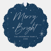 Modernes, fröhliches und helles Navy-Holiday-Foto Ornament Karte (Vorderseite)