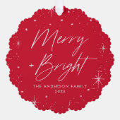 Modernes, fröhliches und helles Red Holiday Foto Ornament Karte (Vorderseite)