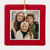Modernes, fröhliches und helles Rotes Foto Keramikornament (Rückseite)