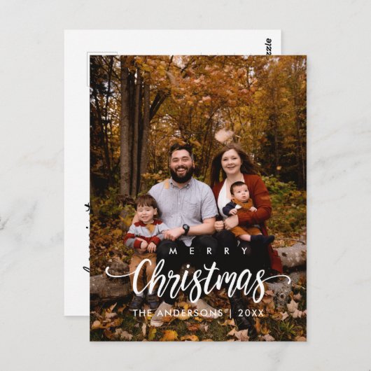 Modernes fröhliches Weihnachts-Foto Postkarte (Vorne/Hinten)