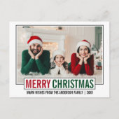 Modernes fröhliches Weihnachts-Foto Postkarte (Vorderseite)