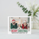 Modernes fröhliches Weihnachts-Foto Postkarte (Stehend Vorderseite)
