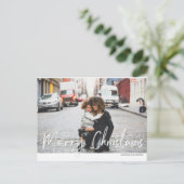 Modernes, fröhliches Weihnachts-Handwriting-Foto Postkarte (Stehend Vorderseite)