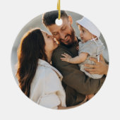 Modernes, fröhliches Weihnachts-Rot-Script-Back-Fo Keramik Ornament (Hinten)