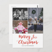 Modernes, fröhliches Weihnachts-Script-Collage-Fot Postkarte (Vorne/Hinten)