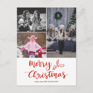 Modernes, fröhliches Weihnachts-Script-Collage-Fot Postkarte
