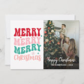 Modernes, fröhliches Weihnachts-Script-Foto Feiertagskarte (Vorderseite)