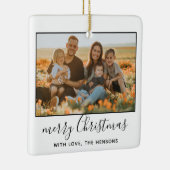 Modernes, fröhliches Weihnachts-Script-Foto Keramikornament (Rechts)