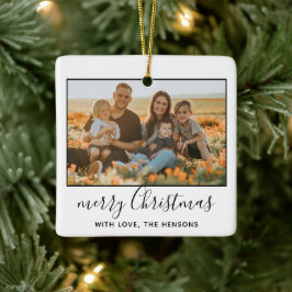 Modernes, fröhliches Weihnachts-Script-Foto Keramikornament