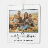 Modernes, fröhliches Weihnachts-Script-Foto Keramikornament (Links)
