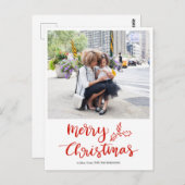 Modernes, fröhliches Weihnachts-Script-Foto Postkarte (Vorne/Hinten)