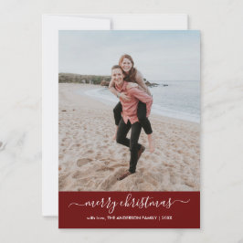 Modernes, fröhliches Weihnachts-Script-Foto Rot Zi Feiertagskarte