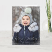 Modernes, fröhliches Weihnachts-Script-Schneeflock Feiertagskarte (Vorderseite)