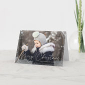 Modernes, fröhliches Weihnachts-Script-Schneeflock Feiertagskarte (Vorderseite)