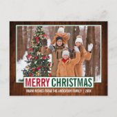 Modernes, fröhliches Weihnachtsbaumfamilien-Foto Postkarte (Vorderseite)